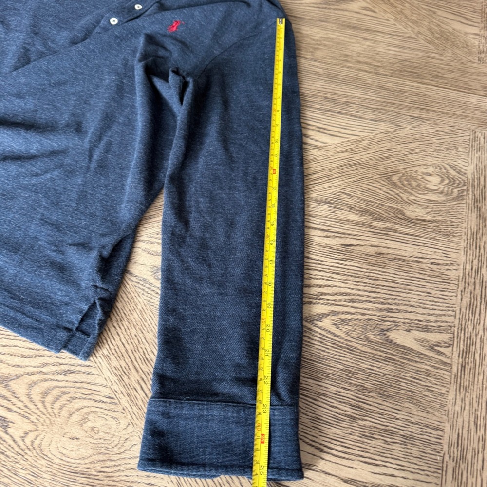 Polo Ralph Lauren Mens XXL Long Sleeve Polo Shirt Navy Blue Heather Cotton Pony - Picture 10 of 11